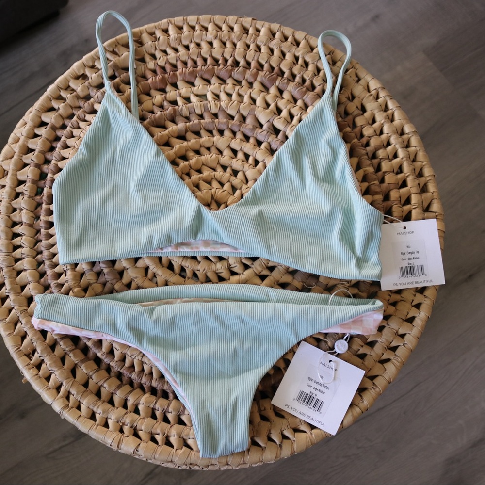 Mai Everyday Essential Bikini - Sage Ribbed